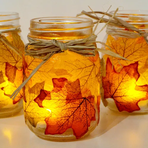 autumn leaf mason jar fall decor ideas