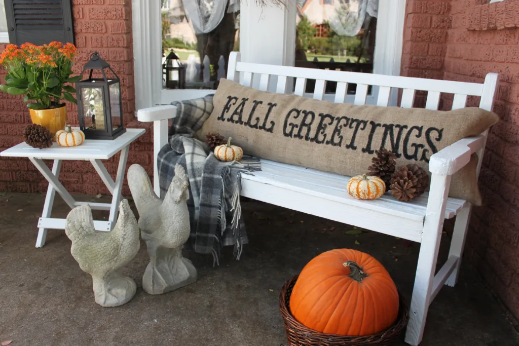 burlap fall greetings pillow