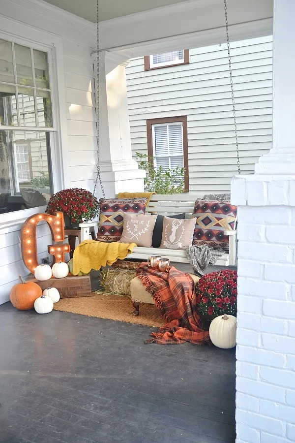 cozy rustic fall porch