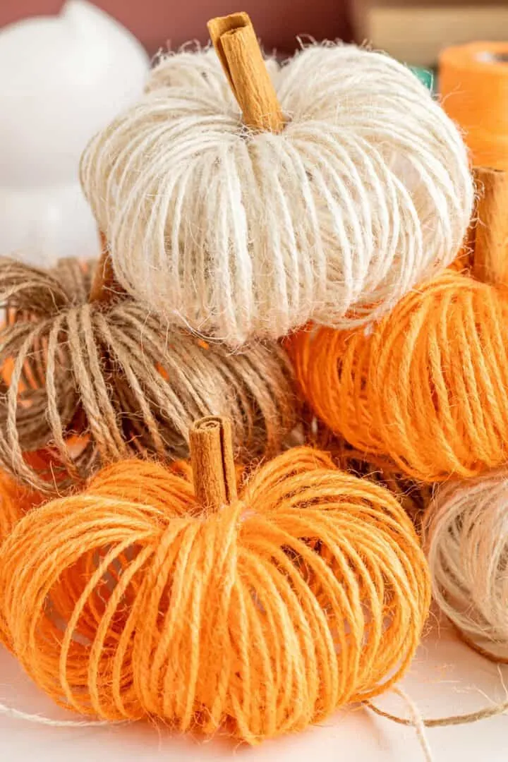 diy twine pumpkins