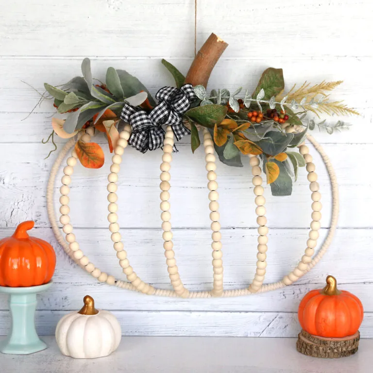dollar store beaded pumpkin wreath