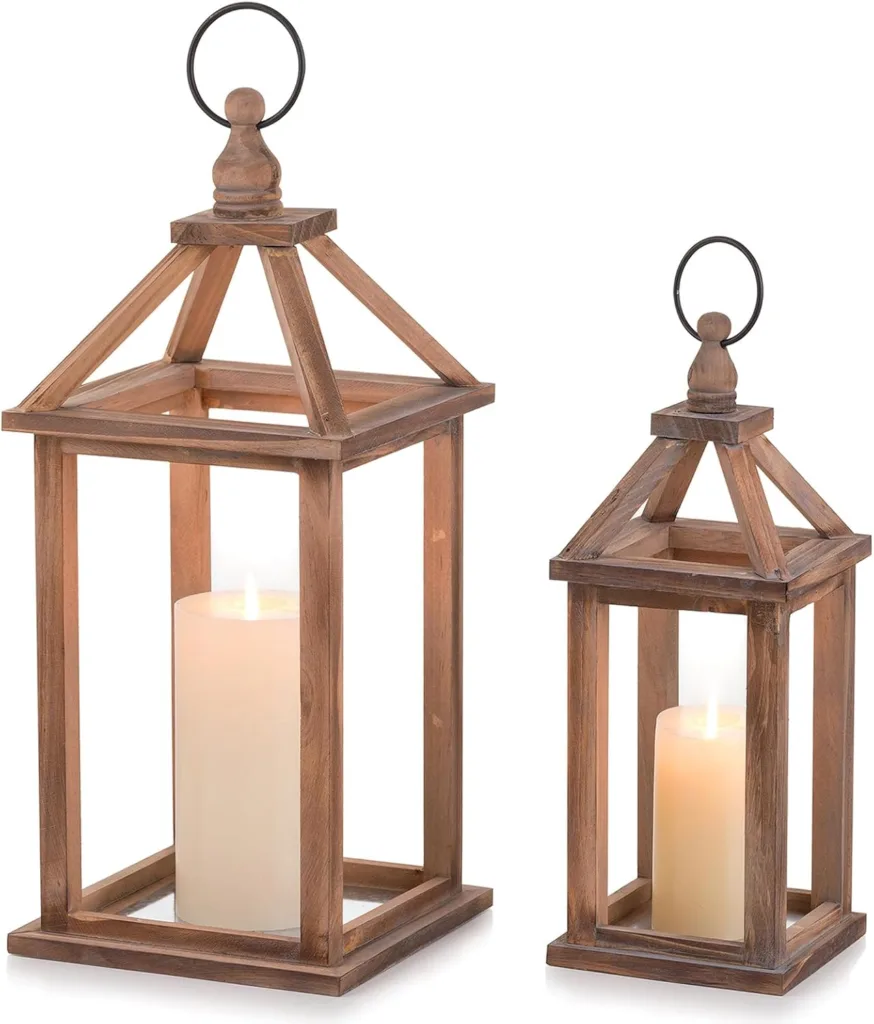 farmhouse wood candle lanterns