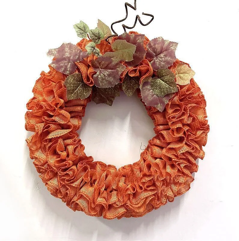 orange burlap fall wreath