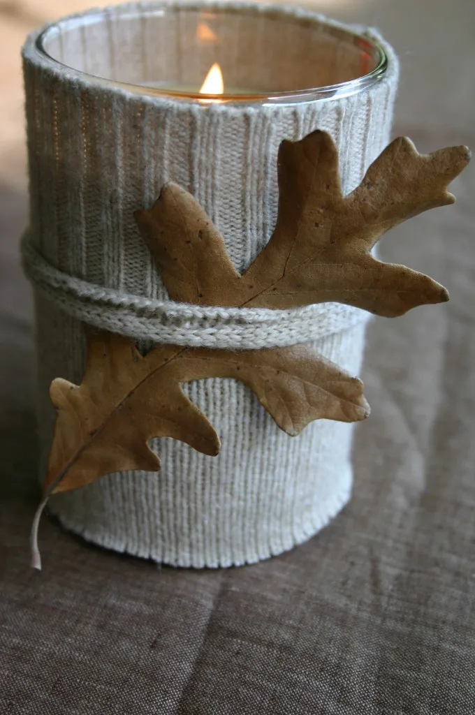 rustic sweater candle fall decor ideas