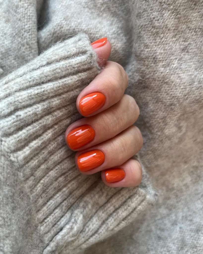 short burnt orange nails