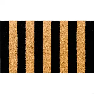 striped coir door mat