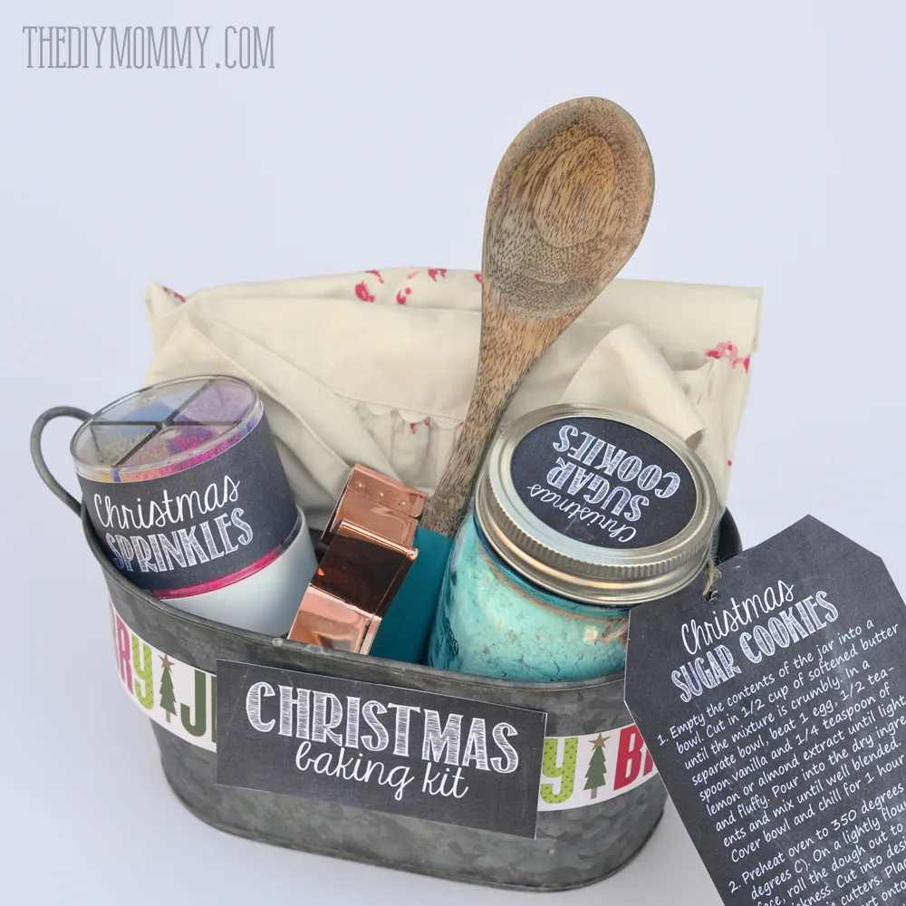a gift in a tin christmas baking kit basket