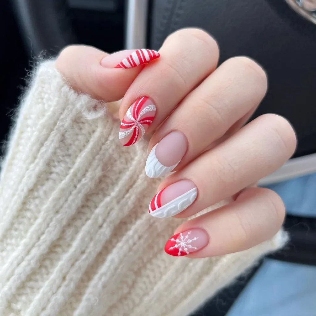 candy cane sweater nails