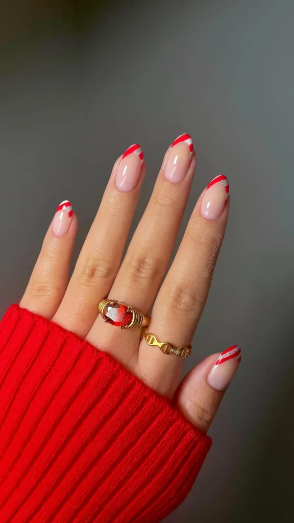 candy stripe french tips