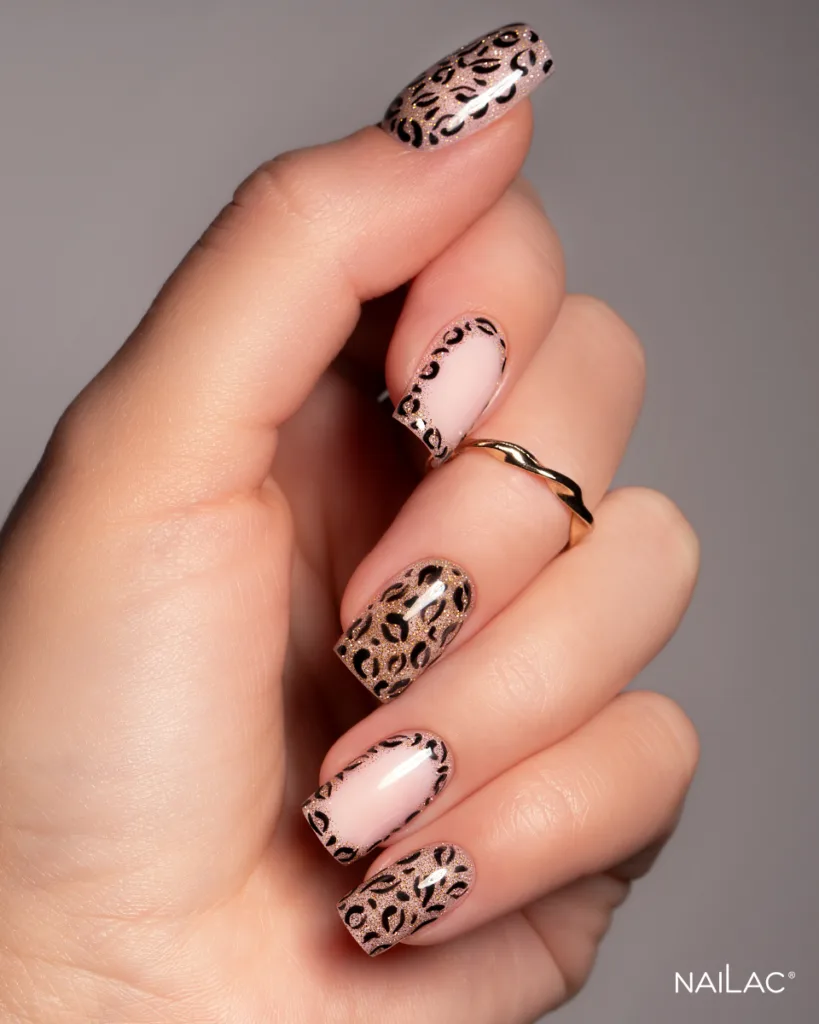 glitter leopard print nails