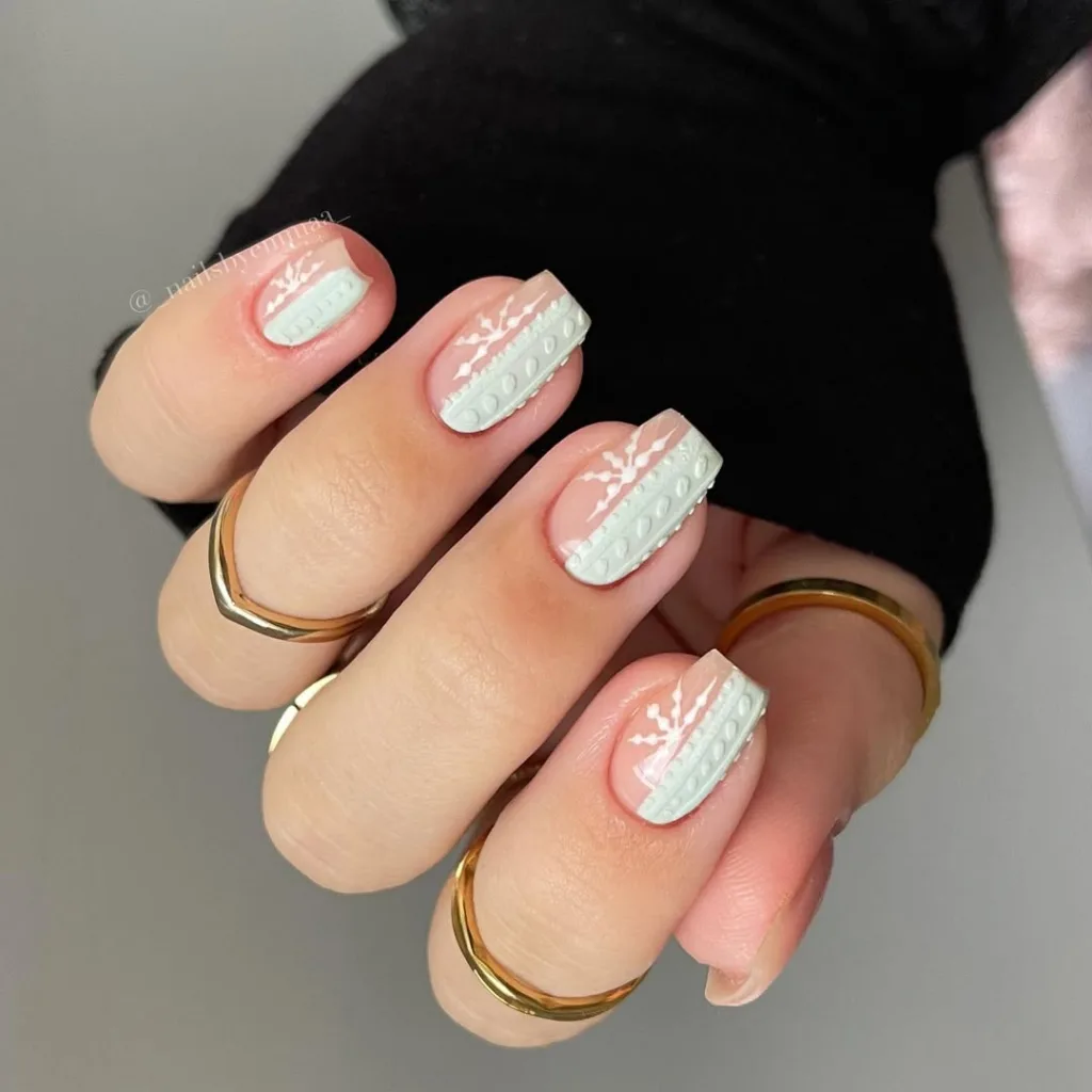 half and half sweater nail art