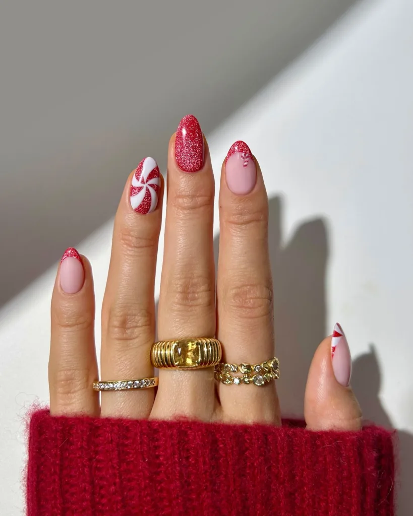peppermint candy nails