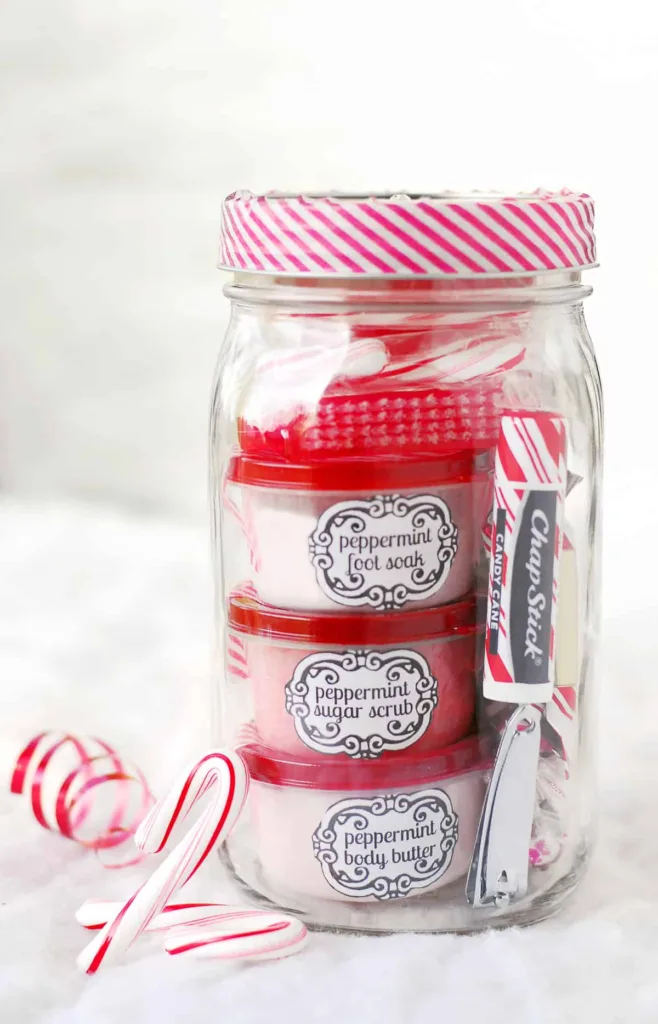 peppermint pampering gifts in jars