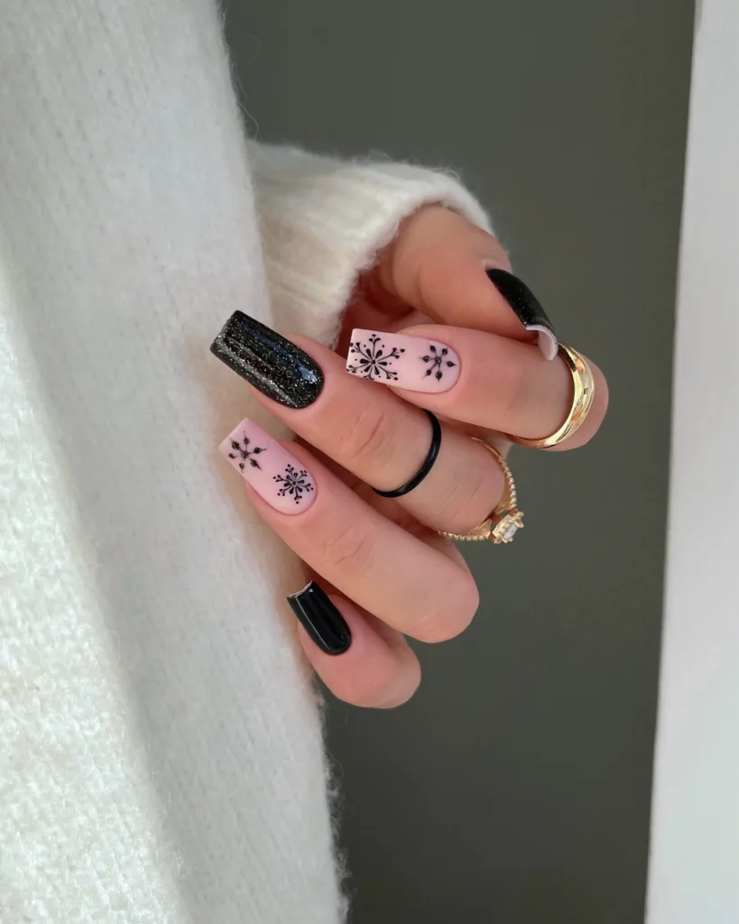 black sparkle snowflakes