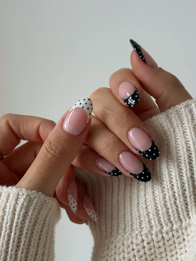black & white french polka dots