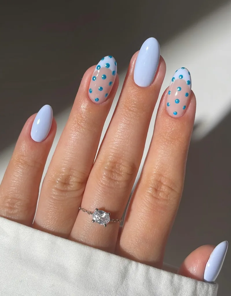 blue chrome polka dots