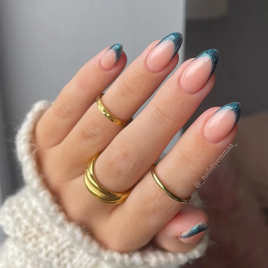 blue frenchies winter nails