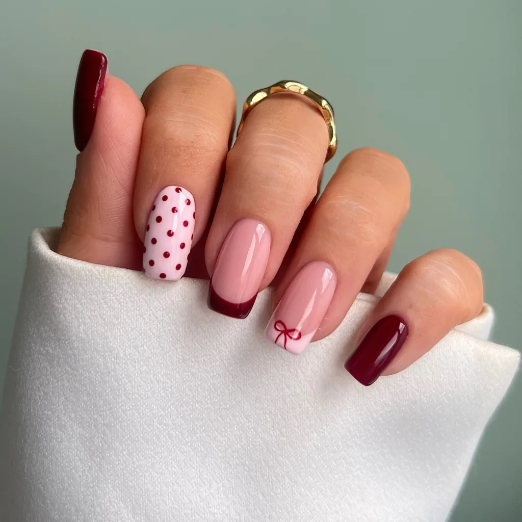 cherry bow polka dots