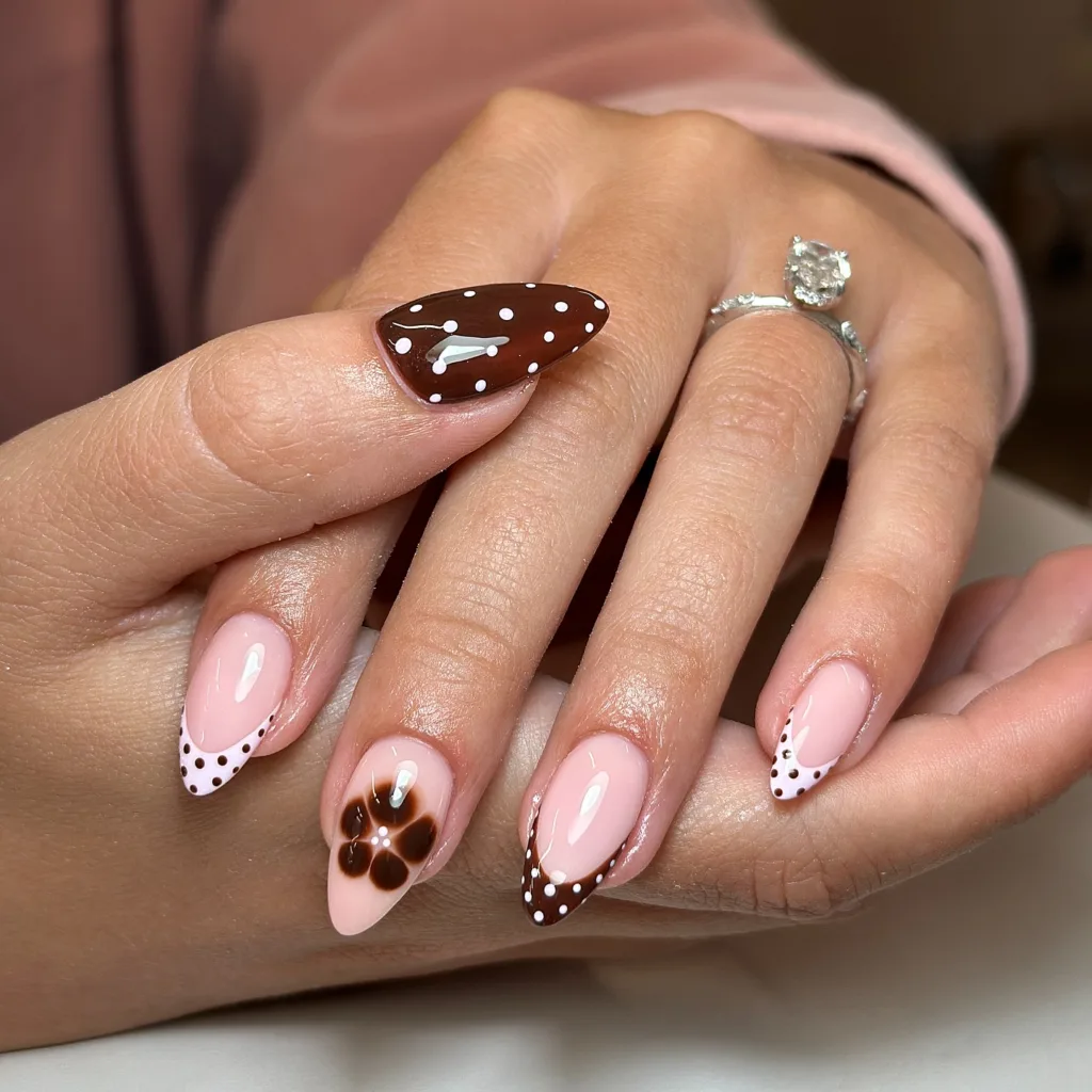 chocolate dot french nails