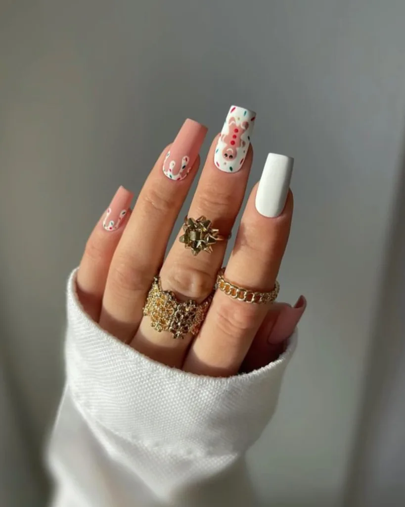 christmas gingerbread nail art