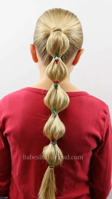 christmas ornament bubble ponytail