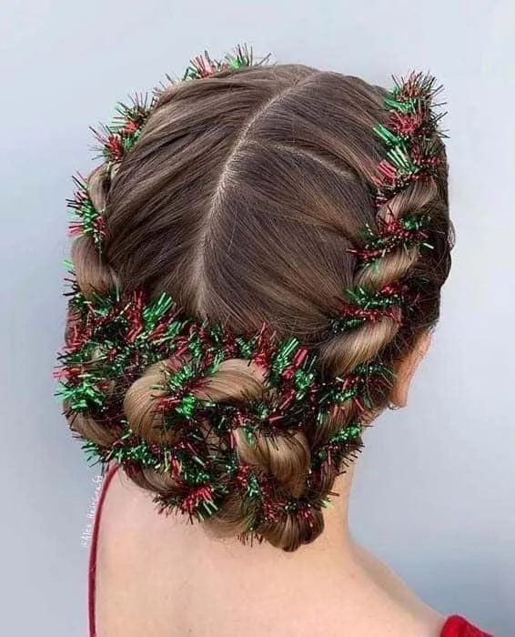 christmas tinsel braid crown
