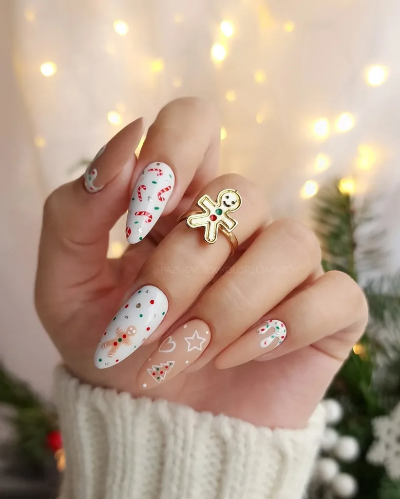 cute christmas gingerbread nails