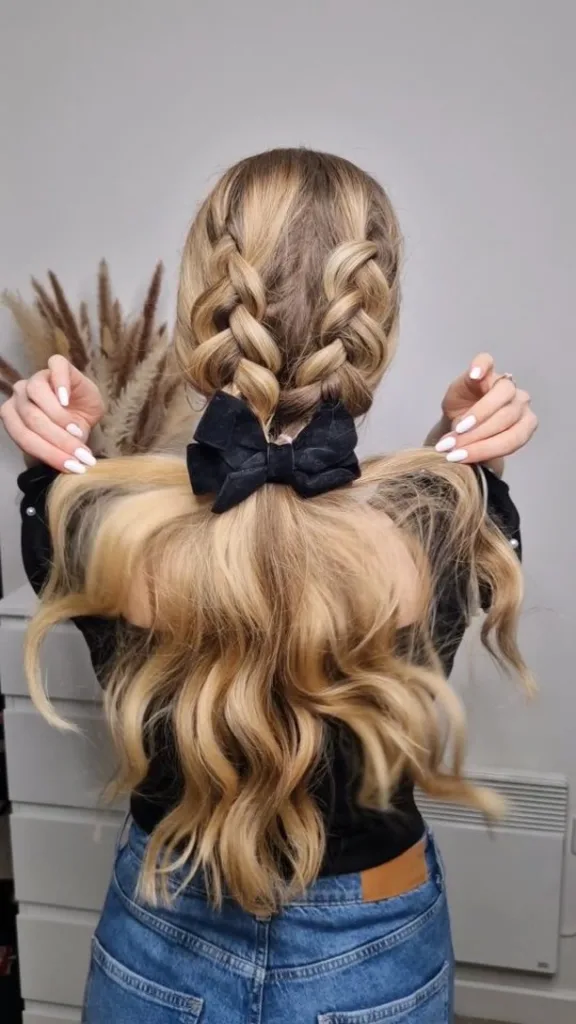 double dutch braids with bow