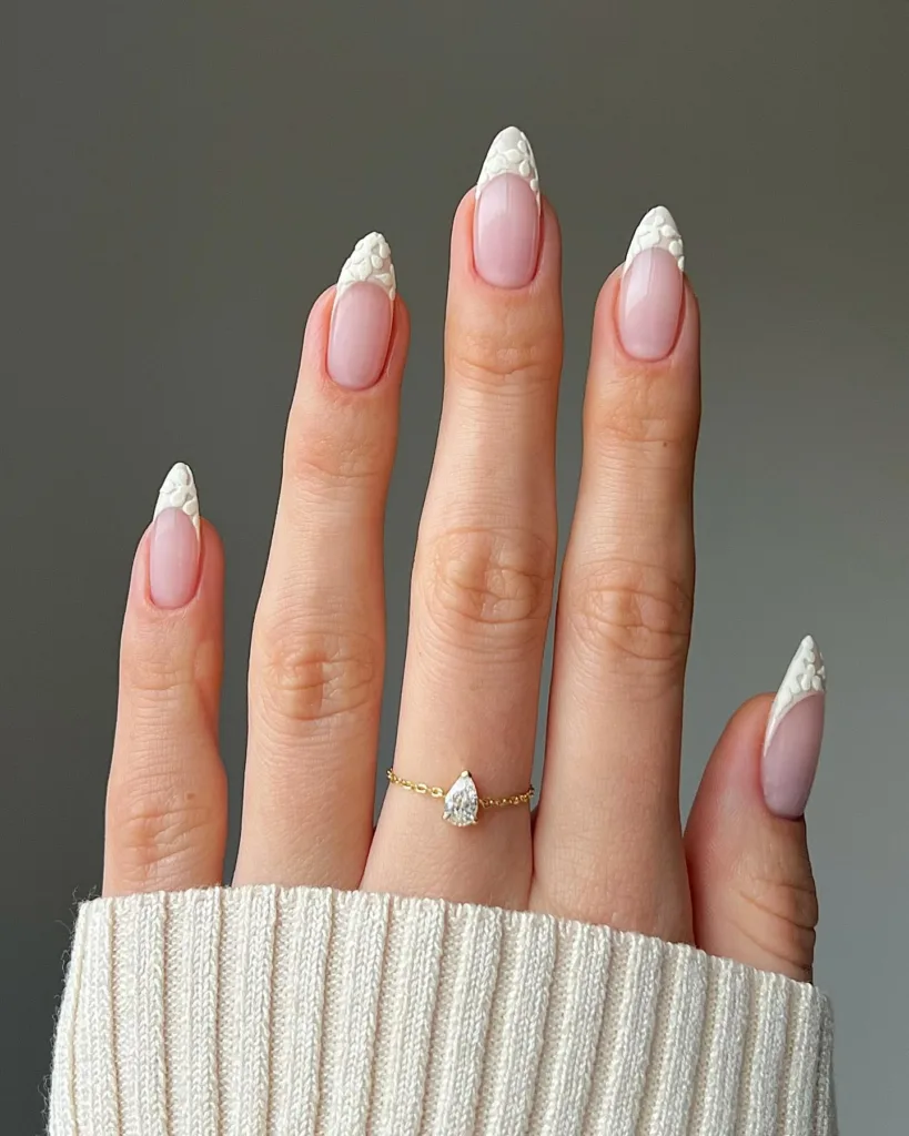 embossed snowflake french tips