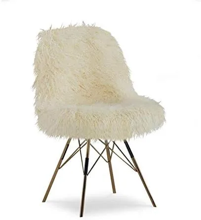 furry chair with gold metal base