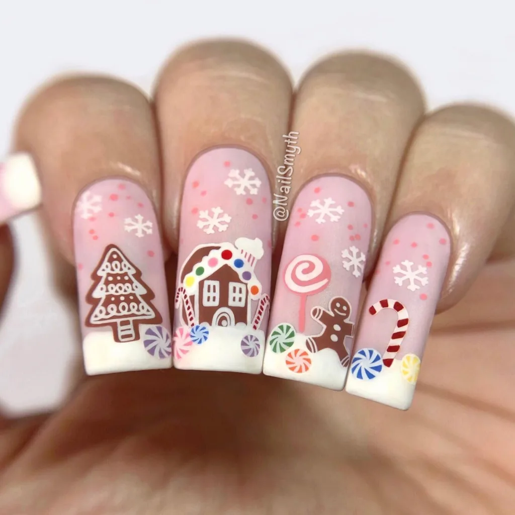 gingerbread nail art design