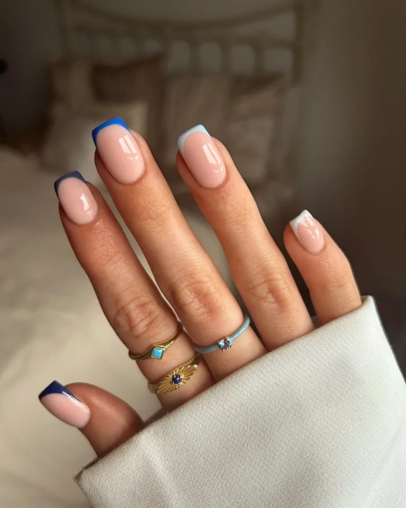 blue gradient frenchies for winter