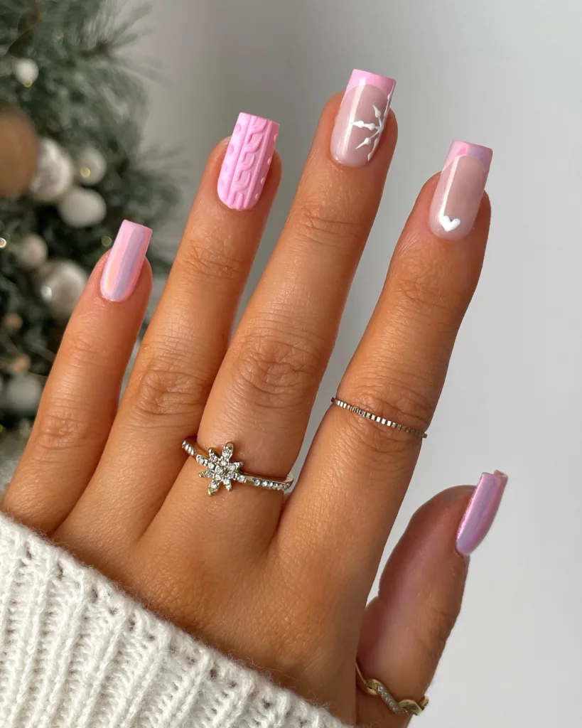pink christmas snowflakes