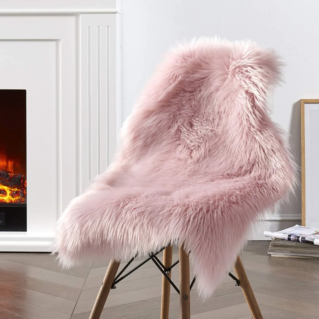 pink faux sheepskin rug