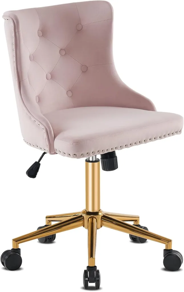 pink velvet office chair