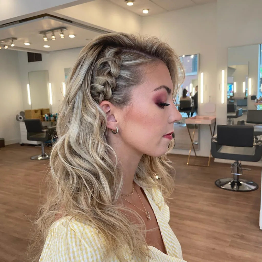 side dutch braid with waves