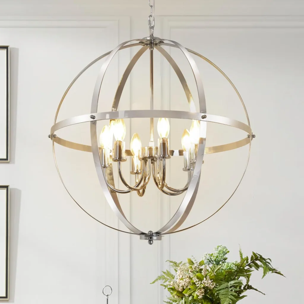 six light chrome pendant light