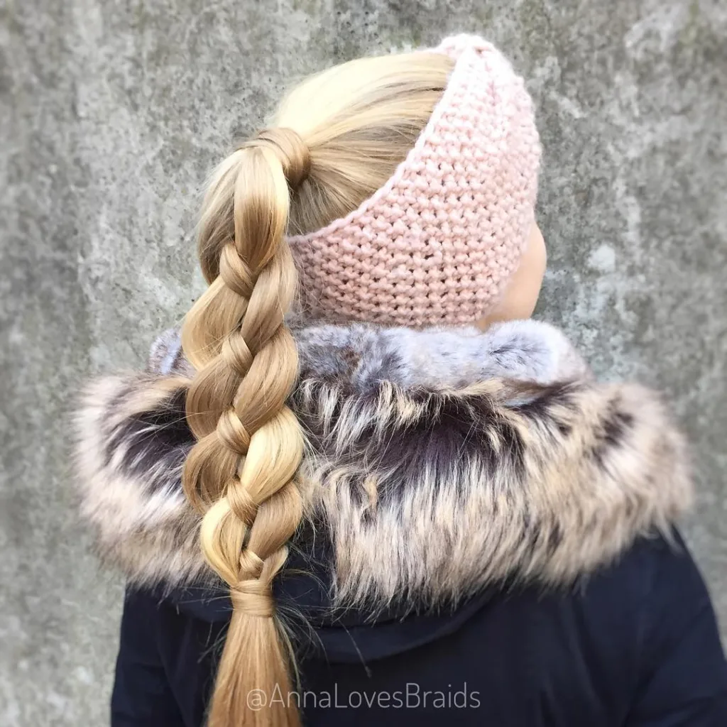 thick four-strand braid with winter headband