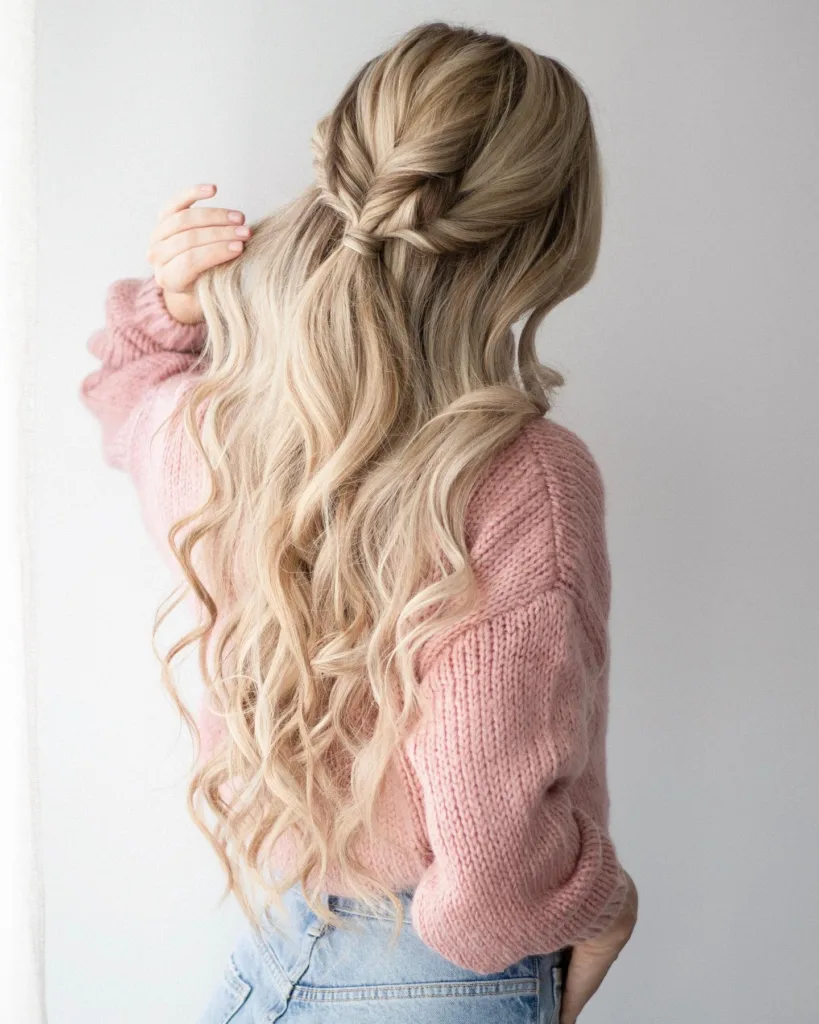 twisted half-up braid hairstyle