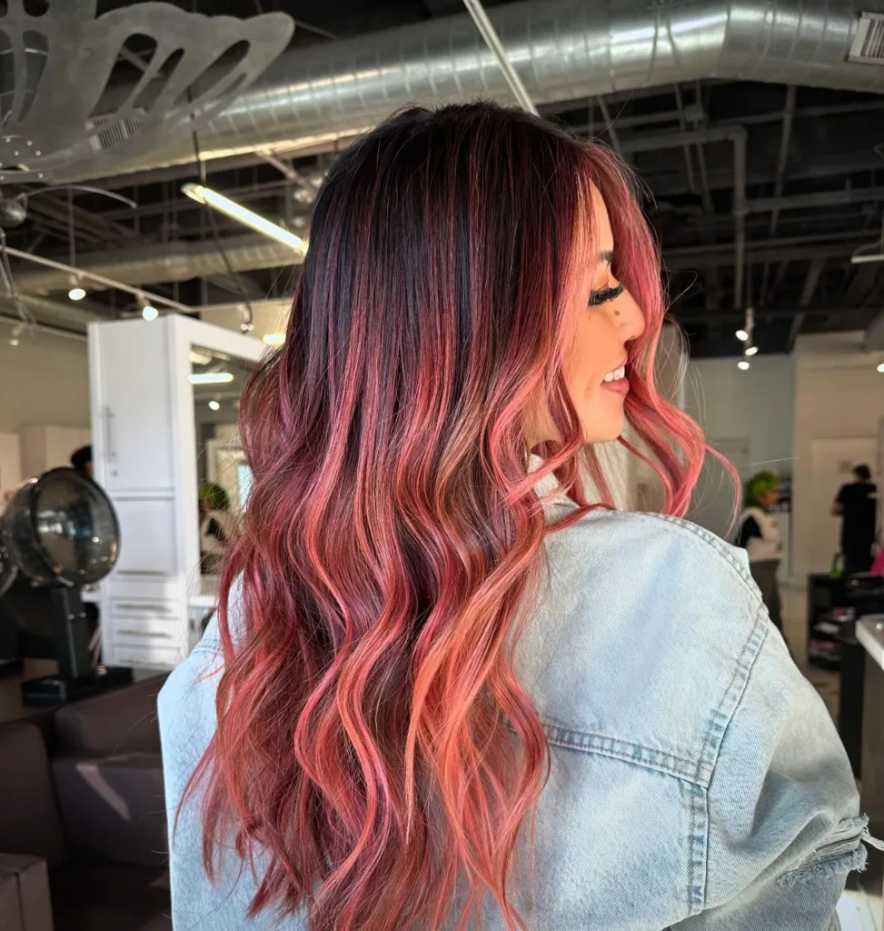 dusty rose gold balayage