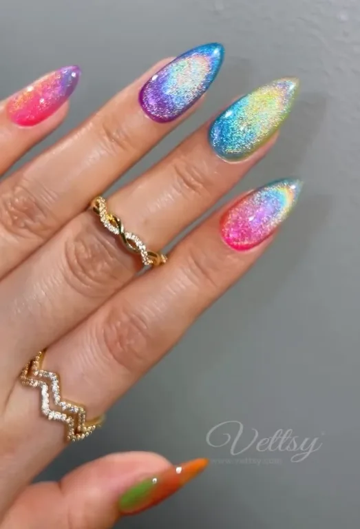 holo rainbow cat eye