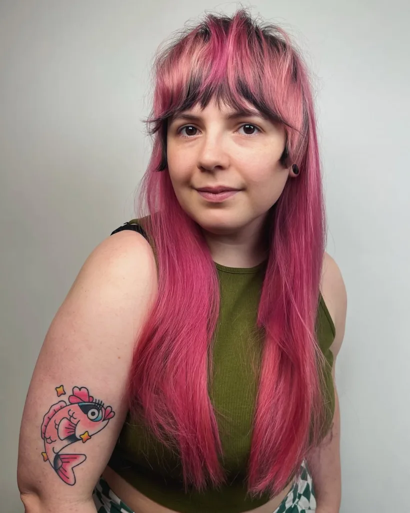 long two-tone pink wolf mullet