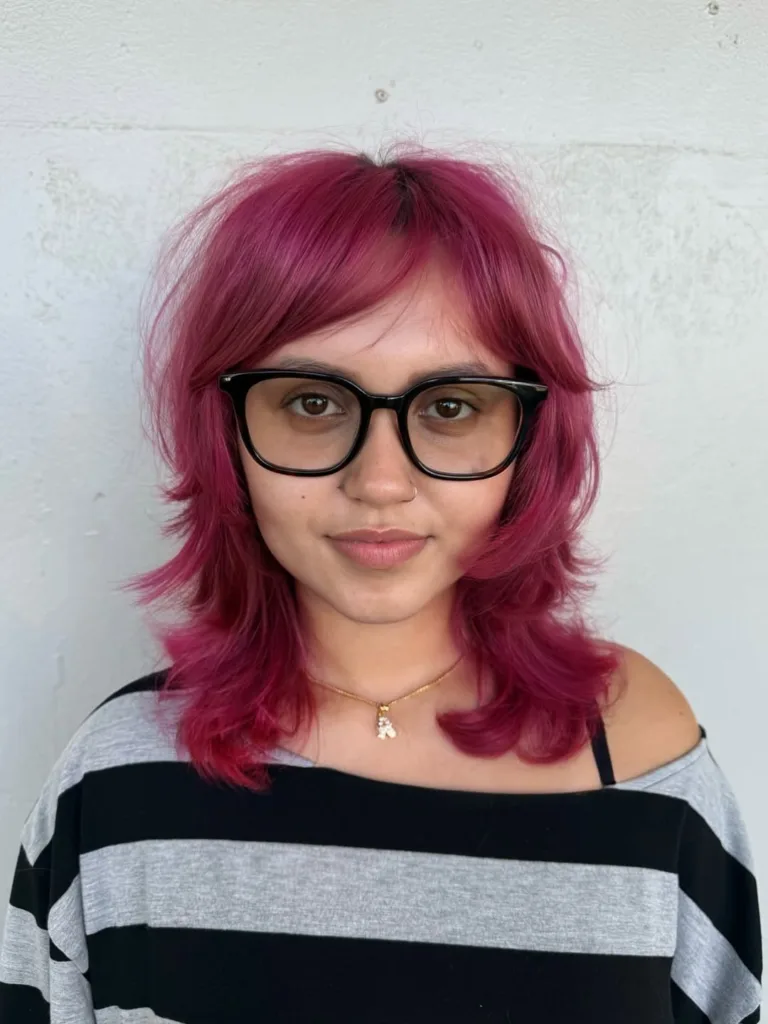 wolf cut with wispy side bangs