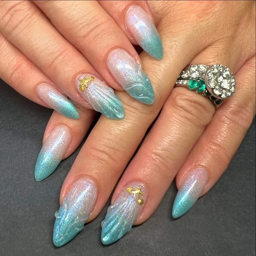 mermaid french tip nails