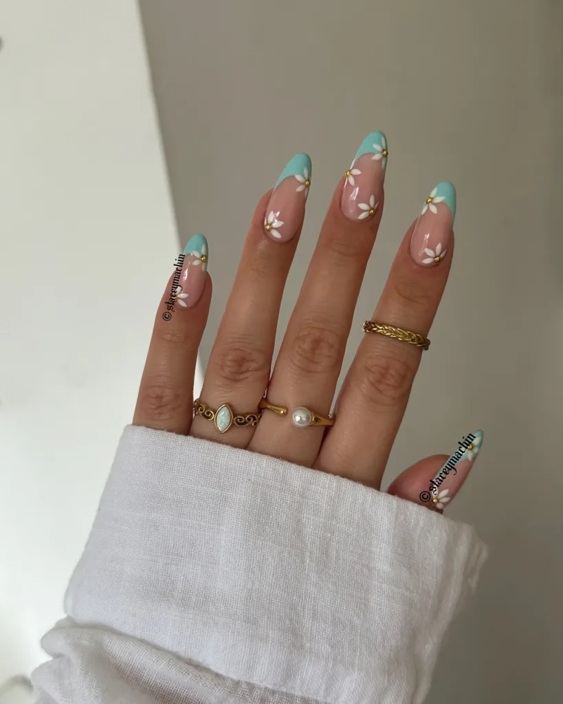 spring turquoise french tips