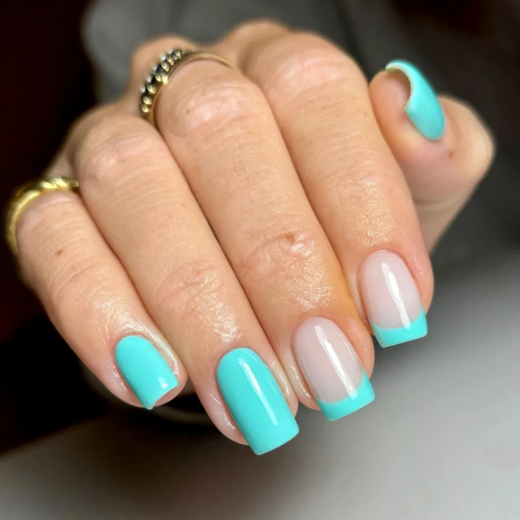 square turquoise french tips