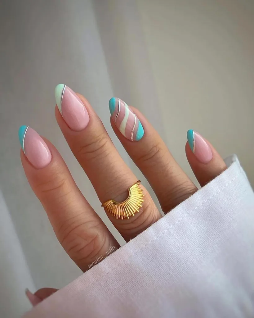 turquoise and mint swirls