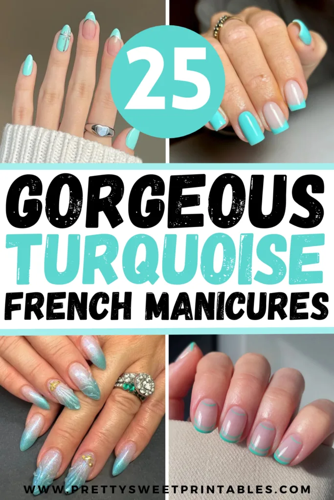 turquoise french manicures