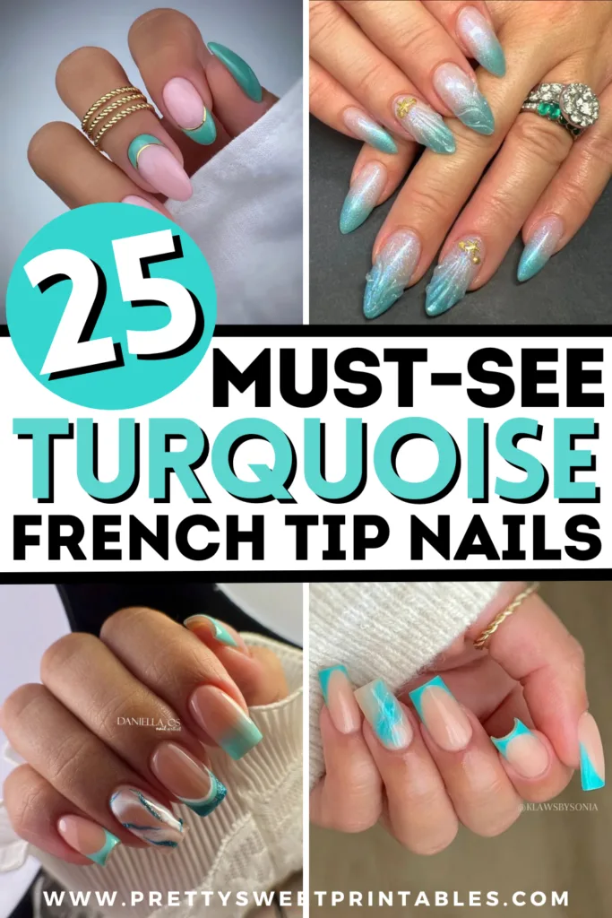 turquoise french tip nails