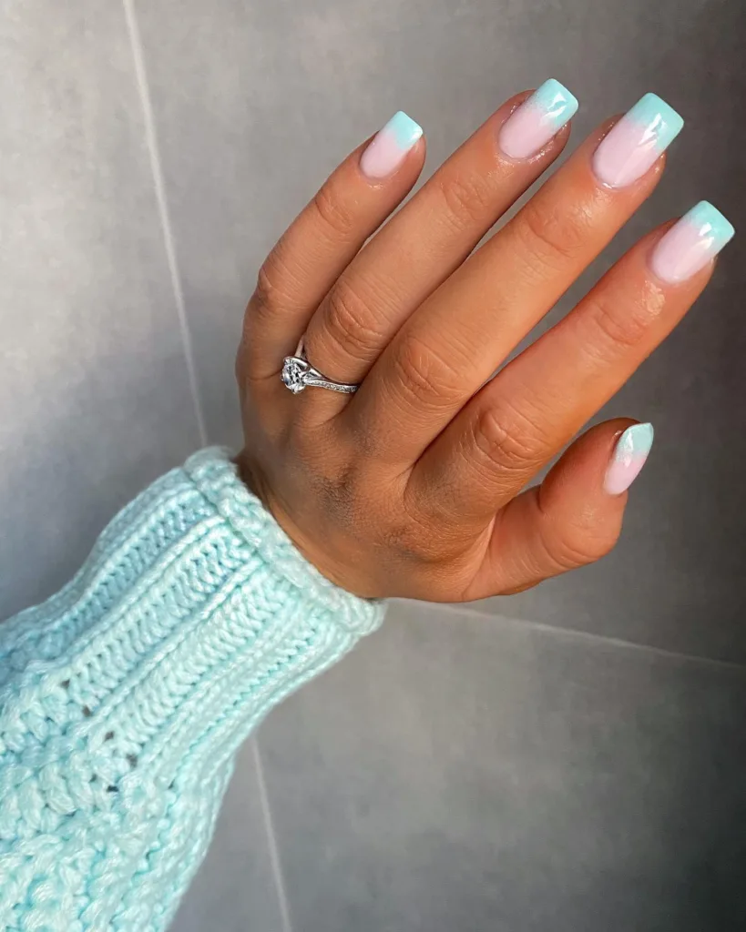 turquoise ombre french nails